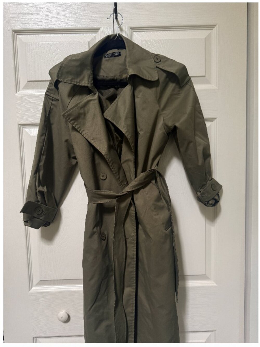 DAZY Army Green Double-Breasted Belted Trench Coat M